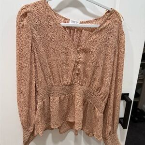 Sienna Sky Tan Patterned Blouse